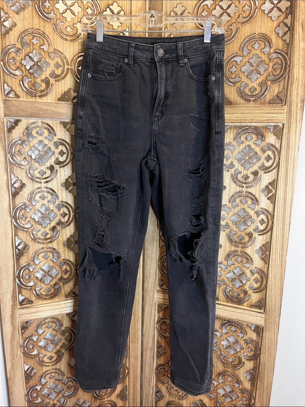 American Eagle Outfitters High Rise Distressed Black Women's Jeans